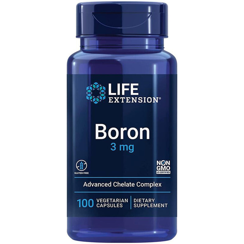 Life Extension, Boron, 3mg, with Vitamin B2, 100 Vegan Capsules, Laboratory-Tested, Gluten-Free, Vegetarian, SOYA-Free, Non-GMO