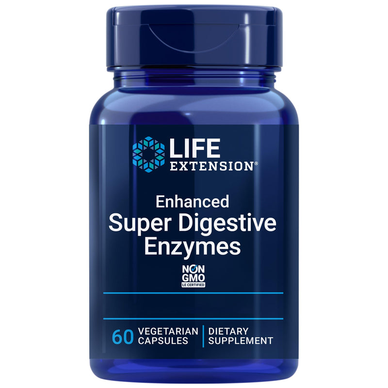 Life Extension, Enhanced Super Digestive Enzymes, High Dose, 60 Vegetarian Capsules, Non GMO 60 count (Pack of 1)
