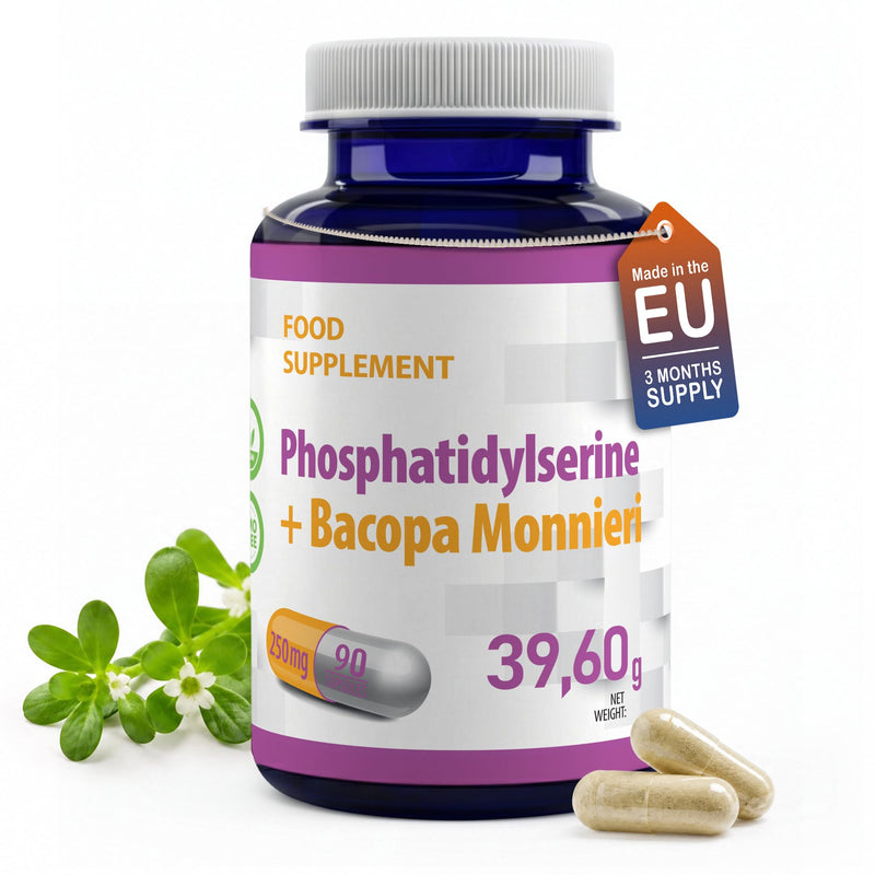 Hepatica Phosphatidylserine + Bacopa Monnieri | 125mg PS | Bacopa 20:1 Extract Standardised to 50% Bacosides (62.5mg) | 90 Vegan Capsules | 3-Month Supply | GMP & 3rd Party Lab Tested