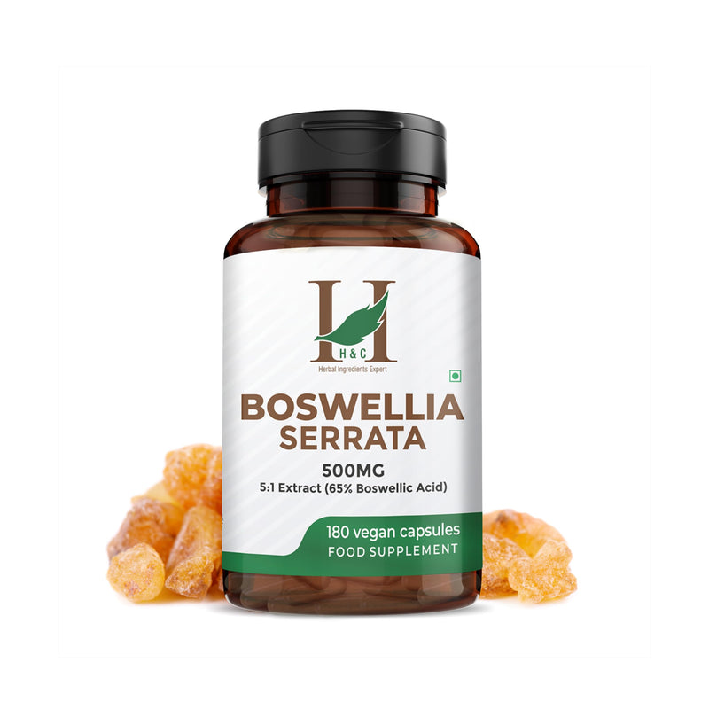 H&C Boswellia Serrata 2500mg Capsules (500mg of 5:1 High Strength Extract) | 65% Standardised Boswellic Acid | 180 Veg. Capsules - 6 Months Supply