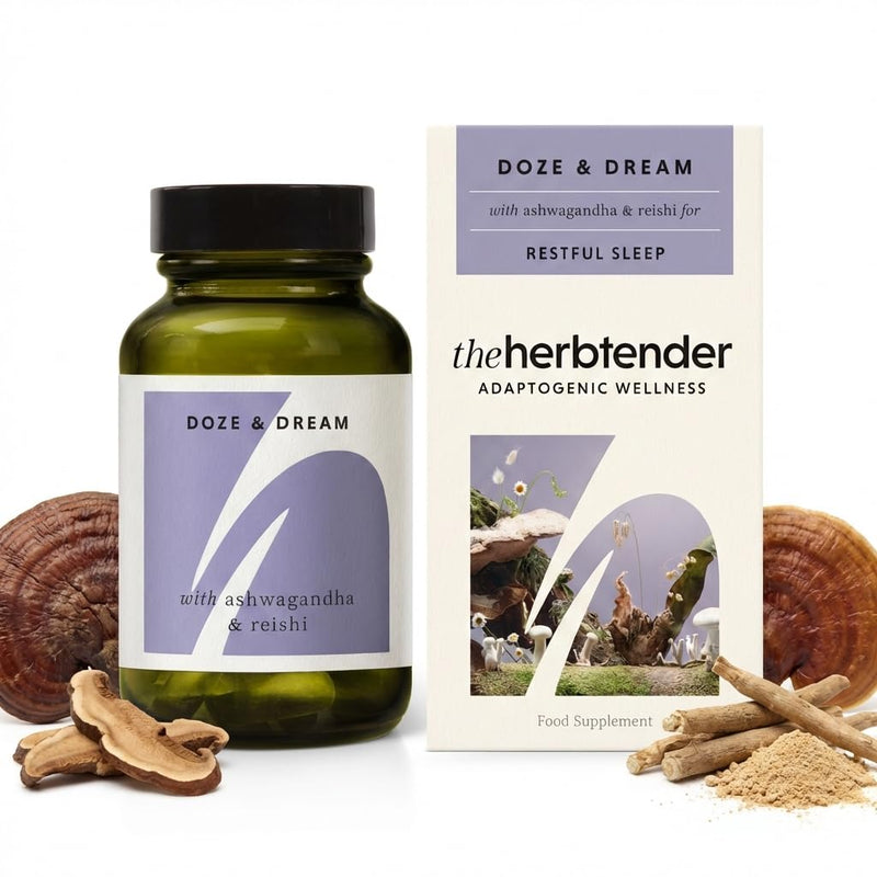 Ashwagandha & Reishi Sleep Supplement – Doze & Dream 60 Capsule Jar - Ashwagandha Capsules High Strength - Reishi Mushroom Capsules - Natural Herbal Sleep Support Tablets for Adults