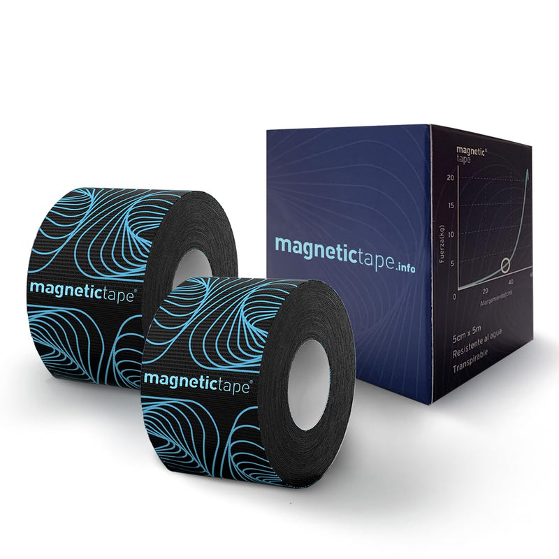 Magnetic Tape® (Pack of 2) 5mx5cm, Adhesive Elastic Bandage with Magnetic Particles, Kinesiotape, Neuromuscular Bandage, Kinesiology Tape, Sport Tape
