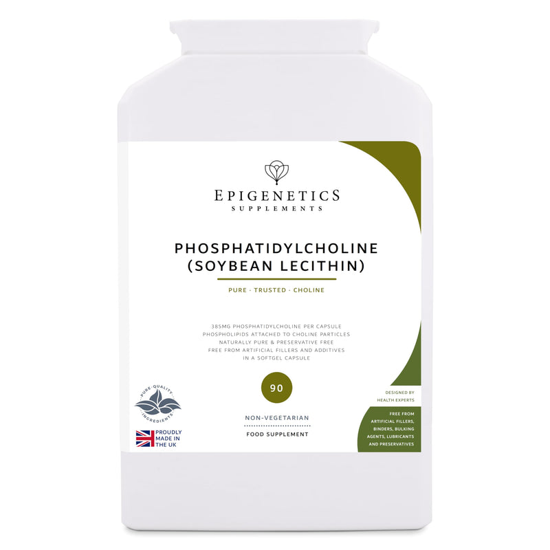 Phosphatidylcholine | 385mg Phosphatidylcholine (Soybean Lecithin) | Cell Health & Brain Function | 90 Capsules UK Made | 1 Capsule Daily (3 Month Supply)