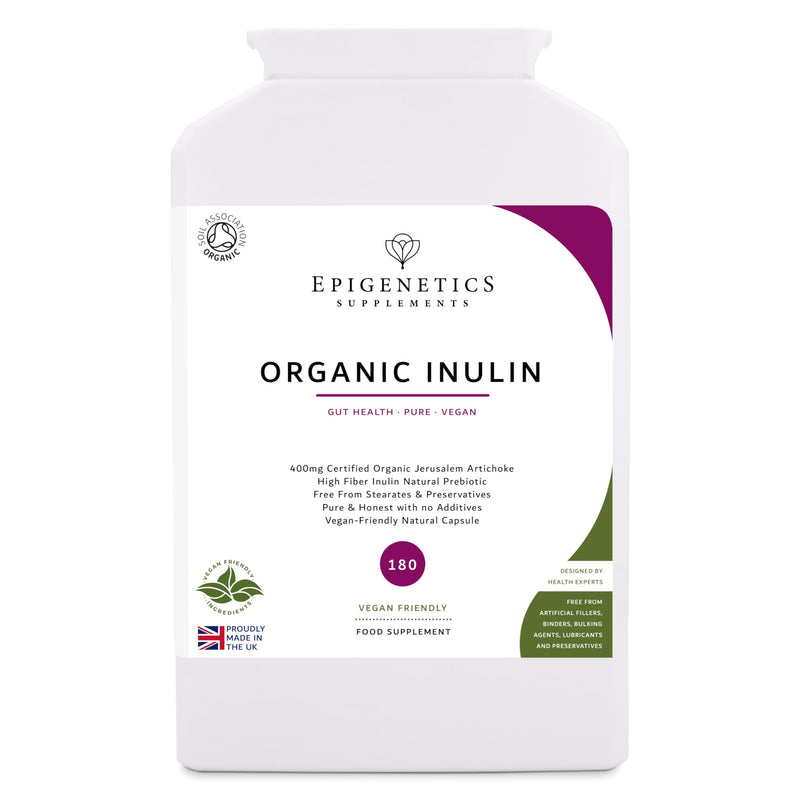 Inulin (Jerusalem Artichoke) | 400mg Organic Jerusalem Artichoke Prebiotic (Inulin) | 180 Vegan Friendly Capsules UK Made | 1 Capsule Daily (6 Month Supply)