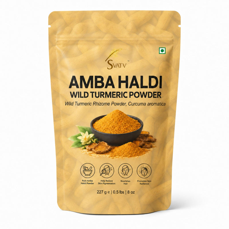 Wild Turmeric Powder 227g | Curcuma Aromatica Kasturi Manjal | Amba Haldi for Face Pack, Skin Care Mask & DIY Beauty Routine | Finely Ground Single Ingredient Herbal Powder