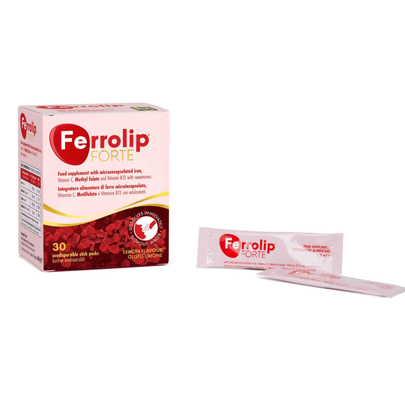 Ferrolip® Forte Microencapsulated Iron Pyrophosphate, Vitamin C, Methylfolate and Vitamin B12 Supplement | 30 Buccal Bags