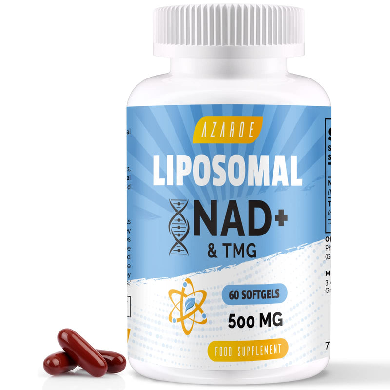 Liposomal NAD+ Softgels 500mg with TMG 250mg, More Efficient Than Nicotinamide Riboside, Supports Cellular Energy & Healthy Aging (60 Count (Pack of 1)) 60 count (Pack of 1)