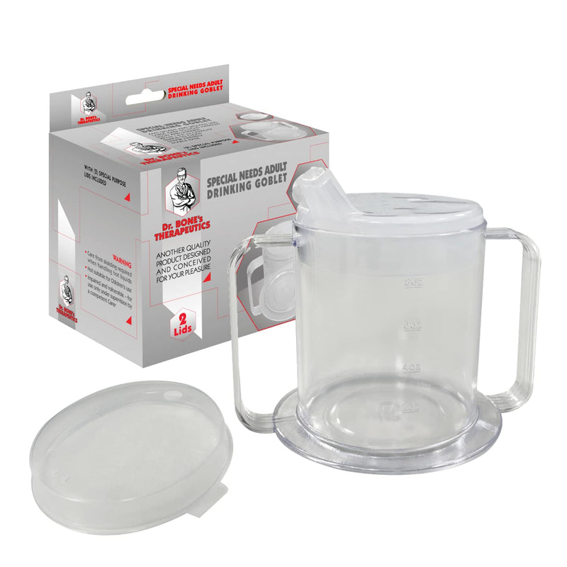 2-Handle Adult Sippy Cup Wide Base Mug with Transparent 2 Style Lids Lightweight Drinking Cup with Easy-to-Grasp Handles for Hot and Cold Beverages Spill-Resistant Prevents Tipping Beakers for Elderly