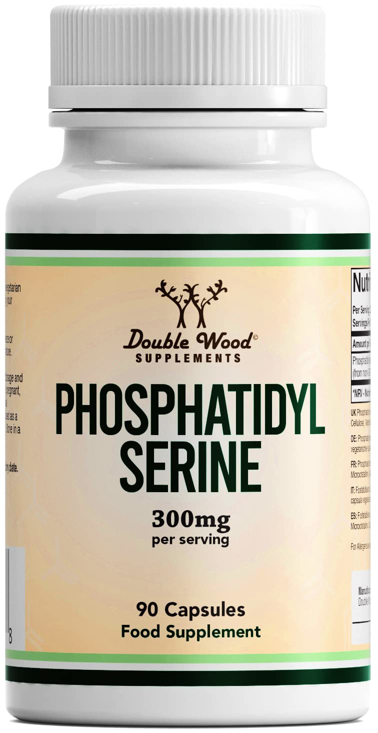 Double Wood Phosphatidylserine Supplement | 90 High Strength Phosphatidylserine Capsules - 300mg per Serving | Non-GMO & Gluten Free 90 count (Pack of 1)