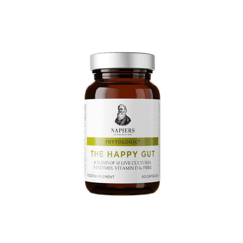 Napiers Phytologic Happy Gut Capsules - Probiotics for Gut Health with 20 Billion CFU & Digestive Enzymes - Gut Health Supplement with Vitamin D - 60 Capsules