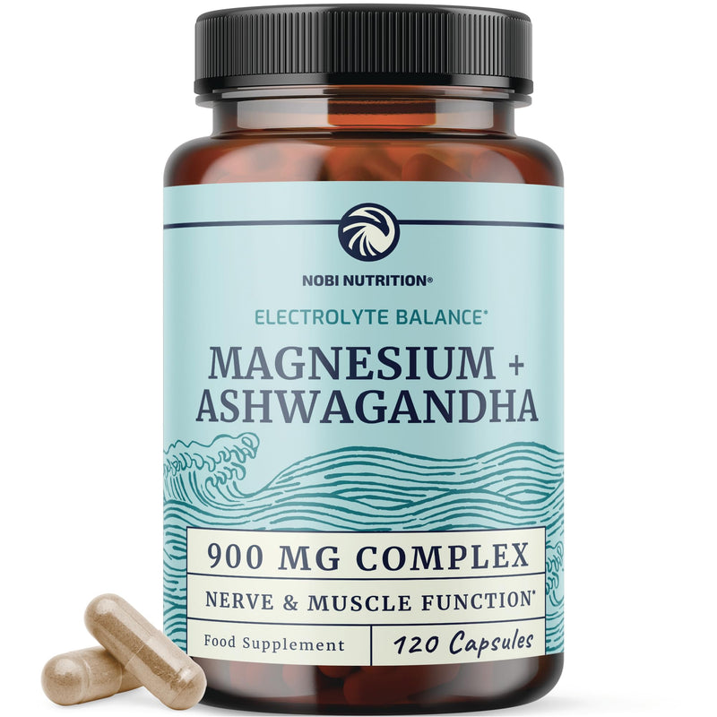 Magnesium Ashwagandha | Stress Relief & Rest for Adults | Relax, Reset, Support Calm Mood & Muscle Health with Magnesium Citrate & Oxide 400 mg + Ashwagandha 500 mg | Calming Supplements | 120 Ct 120 count (Pack of 1)