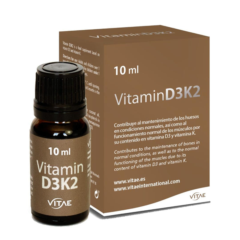 Vitae Vitamin D3K2 10ml | Food Supplement in Drops' Format | Bone Health and Strengthen the Immune System | Muscle and Joint Care | Daily Well-Being
