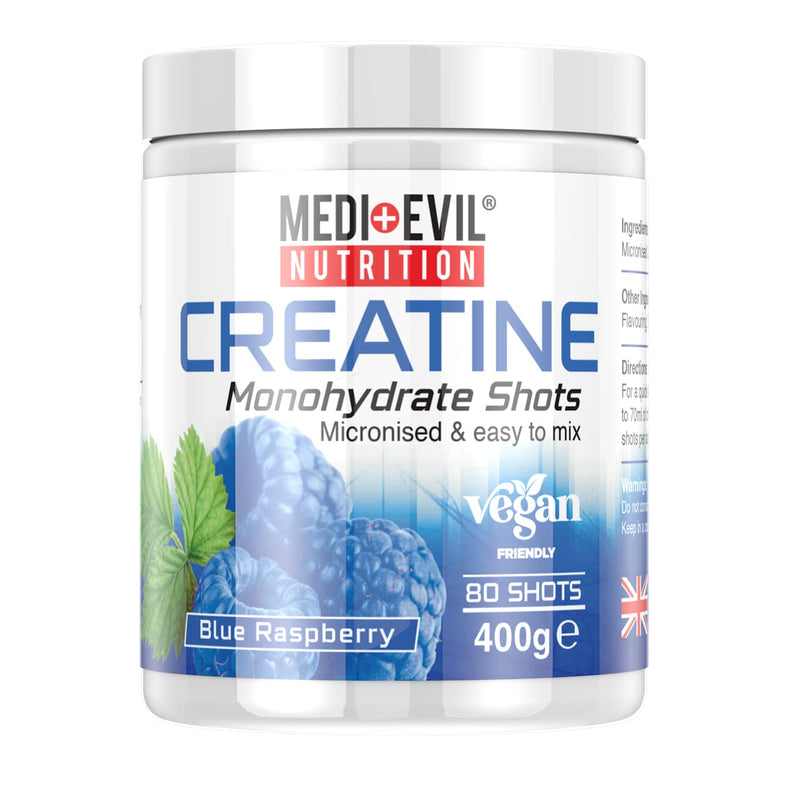 Medi-Evil Nutrition Creatine Monohydrate Shots Powder Form 400g (Blue Raspberry) Blue Raspberry