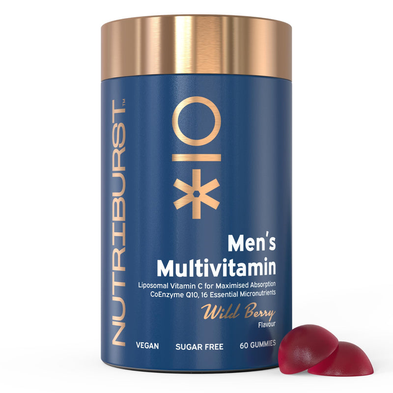 Nutriburst Men’s Multivitamin - Immune System & Mental Performance - Contains 16 Micronutrients; B2, B3, B5, B6, B12, A, C, D - Vegan Sugar Free Supplement - 60 Berry Gummies - 1 Month Supply Men's Multivitamin 60 count (Pack of 1)