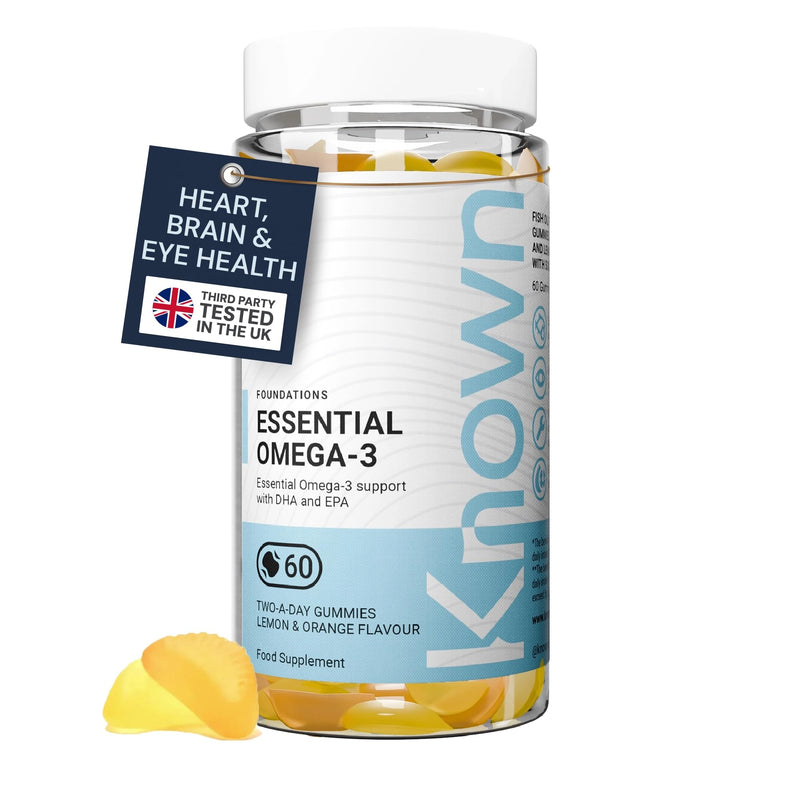 Known Essential Omega 3 Gummies – Lemon & Orange Flavour – Tasty Gummy Alternative to Soft-Gels – 120mg Omega 3 with DHA & EPA – Supports Heart Health & Wellbeing – 1 Month Supply – for Men & Women