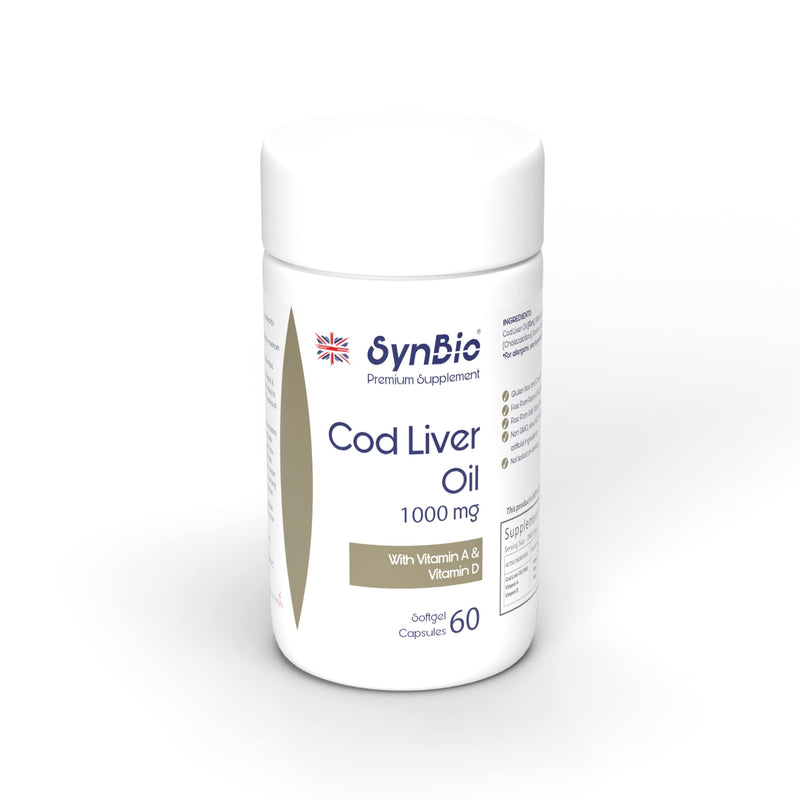 Premium - Cod Liver Oil 1000mg Capsules | 60 Cold Pressed Softgels | with High Strength Vitamin A and Vitamin D | A Naturally Rich Source of EPA and DHA