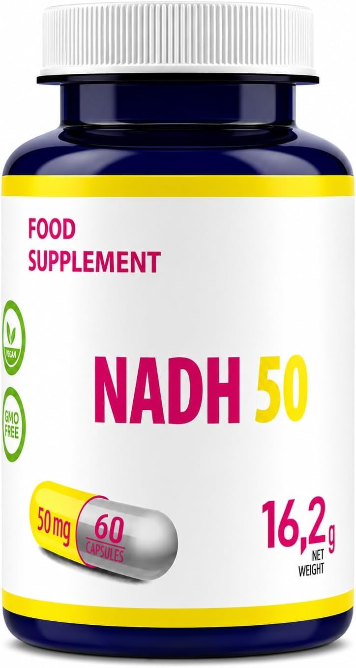 Hepatica NADH 50mg (Reduced Nicotinamide Adenine Dinucleotide) | High Strength | 60 Vegan Capsules | 2-Month Supply | 3rd Party Lab Tested