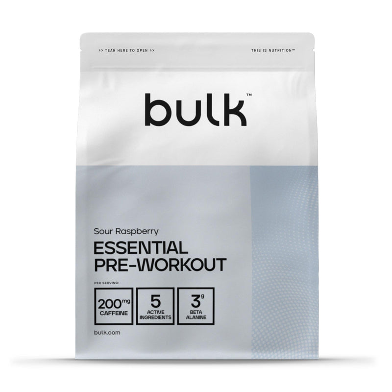 Bulk Essential Pre-Workout Powder, Energy Drink With Caffeine, Beta Alanine, Arginine (AAKG), Citrulline, Sour Raspberry, 375 g, 30 Servings, Packaging May Vary