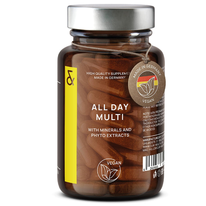 All Day Multi - A-Z Multivitamins and Minerals - 30 Valuable Vitamins, Minerals, Trace Elements & Plant Extracts - All in One Premium Multi Vitamin for Men and Women - Natural & Vegan