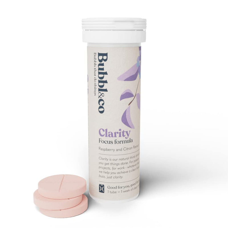 Bubbl & Co Clarity Focus Formula | Clear Focus Without the Crash | Plant extracts, L-theanine, VIT B6, Taurine, L-tyrosine, Natural Caffeine (10 Drinks)