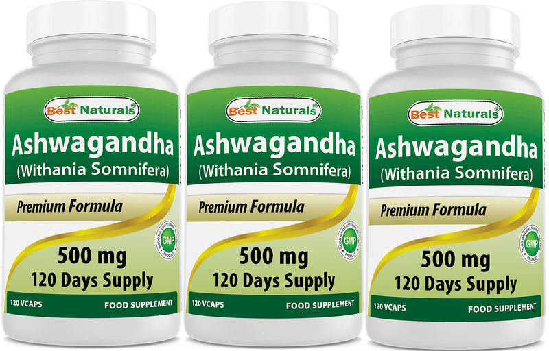 Best Naturals Ashwagandha 500 mg 120 Capsules (120 Count (Pack of 3))
