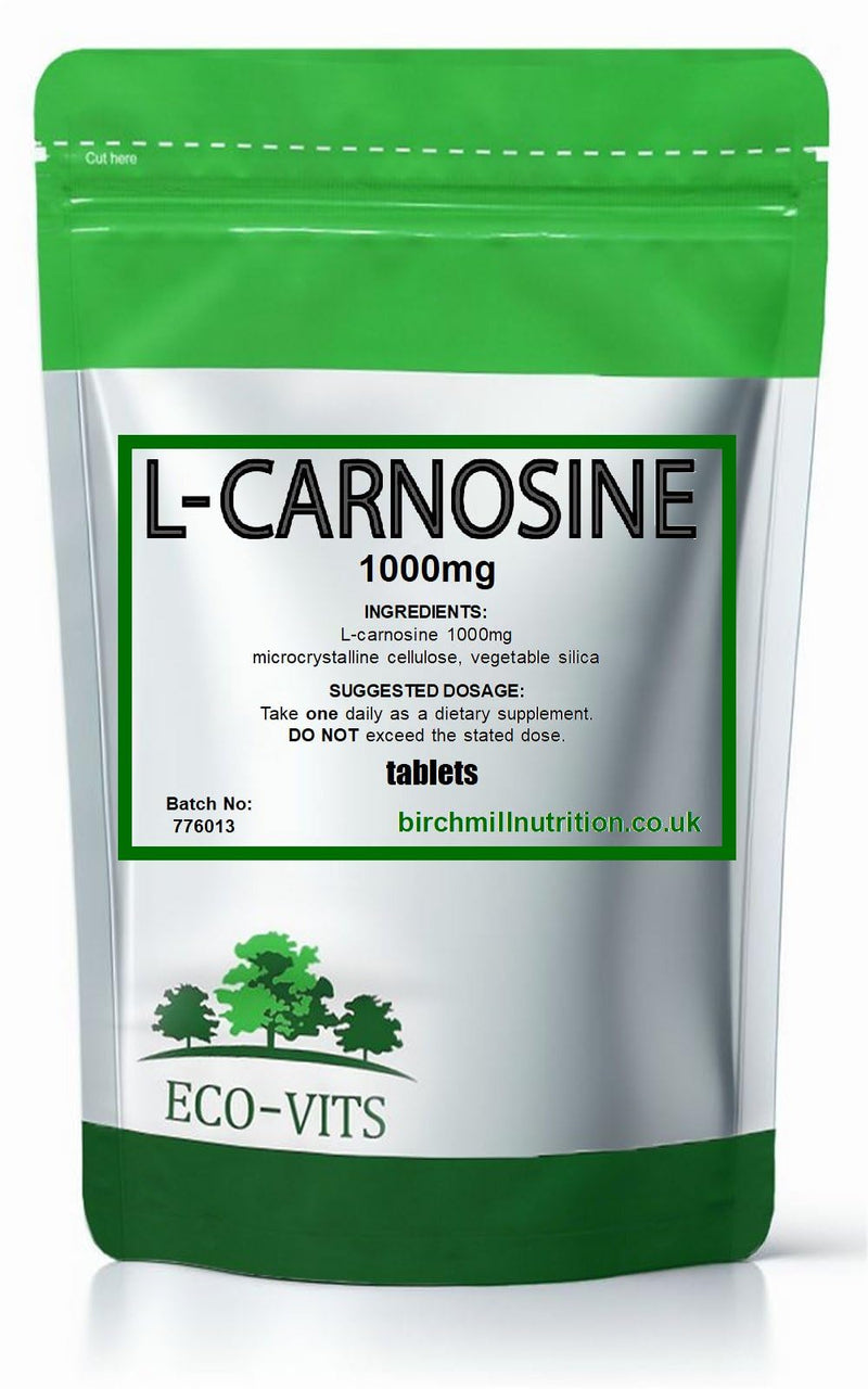 L-Carnosine Supplement 1000mg (120 Tablets), Cellular Health & Longevity, Healthy Aging, Antioxidant & Free Radical Defense, Healthy Muscle Function, Cognitive Health & Brain Function