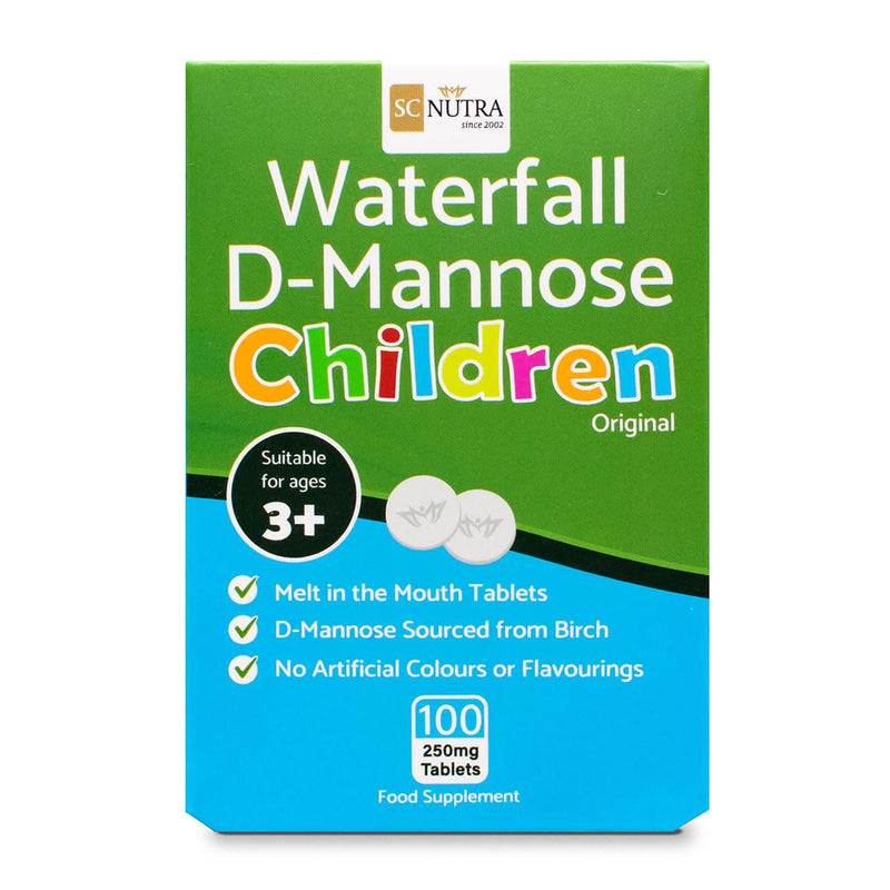 Waterfall D-Mannose for Children Melts (Melt in the Mouth Tablets) for Kids – Suitable for Boys & Girls 3+ | 250mg Melts – 100 Count - Original (No Flavour)