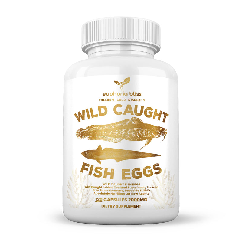 Wild Caught Fish Eggs, Omega 3 Supplement Supports Brain, Heart, Fertility and Inflammatory Health, Whole Food Source of Vitamin D, K2, and A, Non-GMO, 120 Capsules 120 count (Pack of 1)