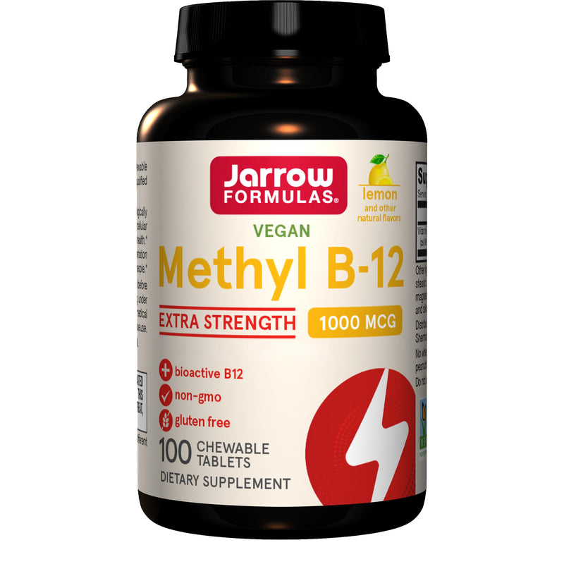 Jarrow Formulas, Methyl B12, 1000mcg, 2 Day Depot, Lemon Flavour, 100 Vegan Chewable Tablets, Gluten Free, Vegetarian, Soy Free, GMO Free, Vitamin B12 Supplement