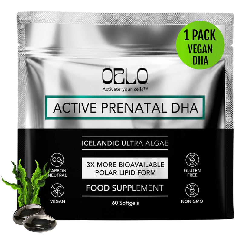 ORLO PRENATAL DHA - Prenatal DHA Omega 3 Supplement - Triple Strength Omega3s - Vegan DHA & EPA - Algae Omega-3 Oil - Supports Brain Development During Pregnancy & Lactation (60 Mini Softgels) 60 Softgels (1 Pack)