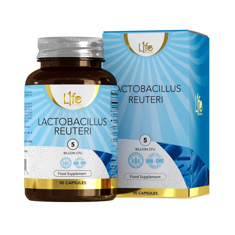 LN L Reuteri | 90 Lactobacillus Reuteri Probiotic Capsules - 5 Billion CFU L-Reuteri per Serving | High Strength L-Reuteri Supplement | Non-GMO, Gluten & Allergen Free | Made in The UK