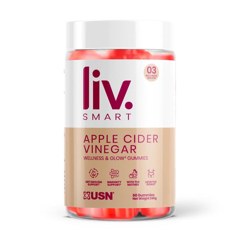 Apple Cider Vinegar Gummies (60 Count) from Liv.Smart By Usn — Vegan Friendly Acv Gummies with ‘The Mother’— Fights Fatigue with Vitamin B12 and Folic Acid Complex