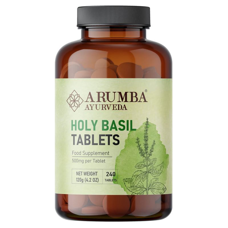Tulsi (Holy Basil) Tablets 240 nos, Ocimum Sanctum - 500 mg per Tablet, Made from Pure Tulsi Leaf Powder