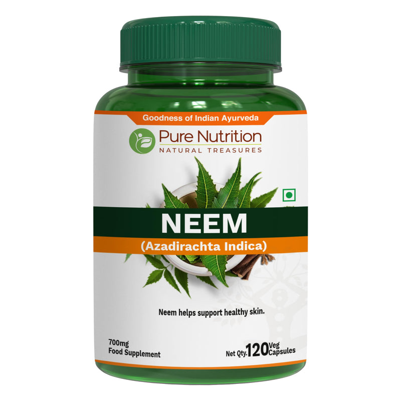 Pure Nutrition Neem Extract Capsules - 700mg | 120 Caps | Each Capsule Offers Benefits Equivalent to 2600mg Neem Leaf and Bark Powder. Non GMO | Gluten Free | 120 Days Supply 120 count (Pack of 1)
