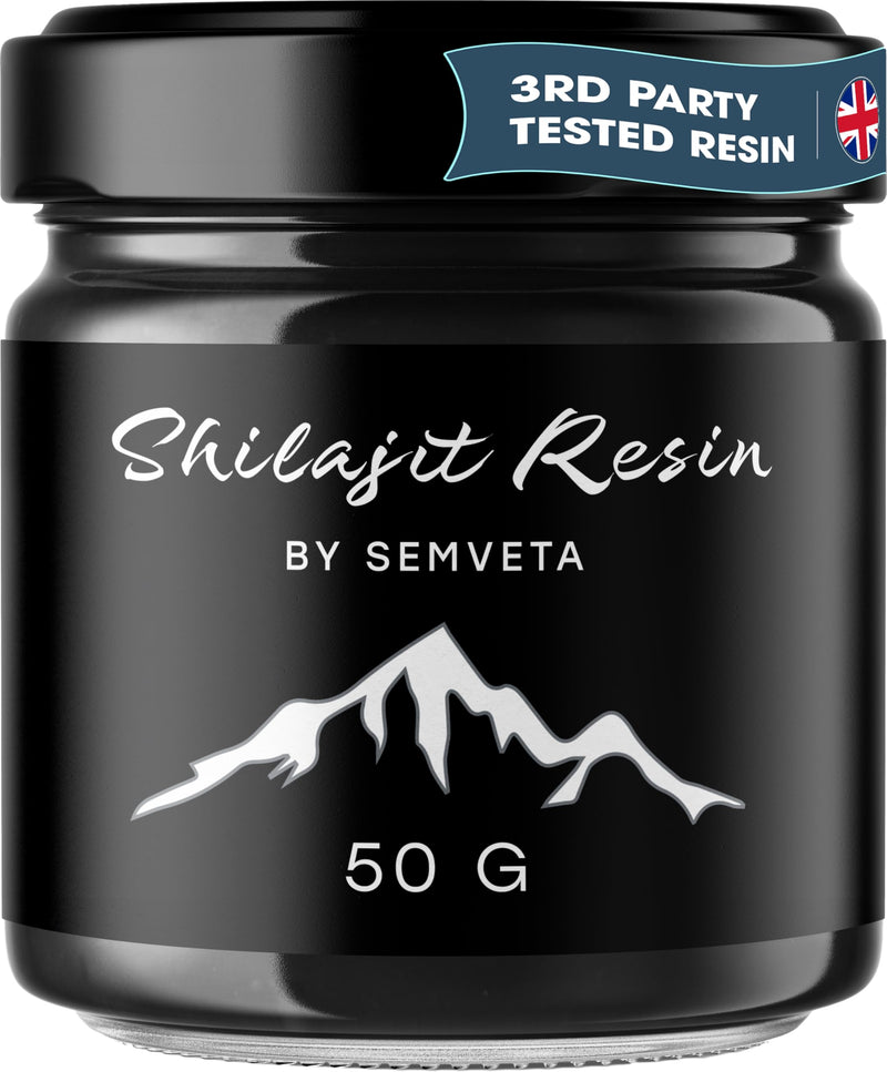 Semveta Shilajit Resin - 50g - Pure Altai Shilajit Resin - 85+ Trace Minerals & Fulvic Acid - for Vitality & Energy - Traditionally Harvested - 6 Months Supply 50 g Pure Shilajit (Pack of 1)