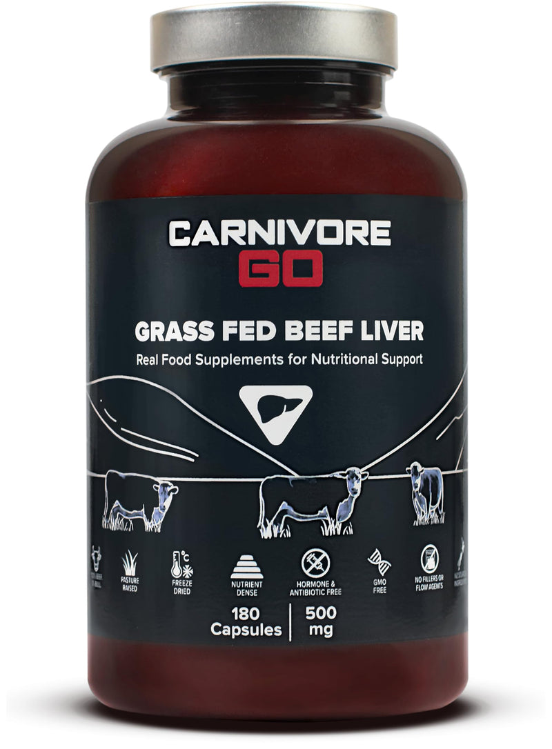 100% Grass Fed Beef Liver Capsules 180 x 500mg – Premium Desiccated Beef Liver Supplements - Pasture Raised in New Zealand - High Protein - Ancestral Nutrition - UK Made, No GMO, Hormones, Antibiotics 1