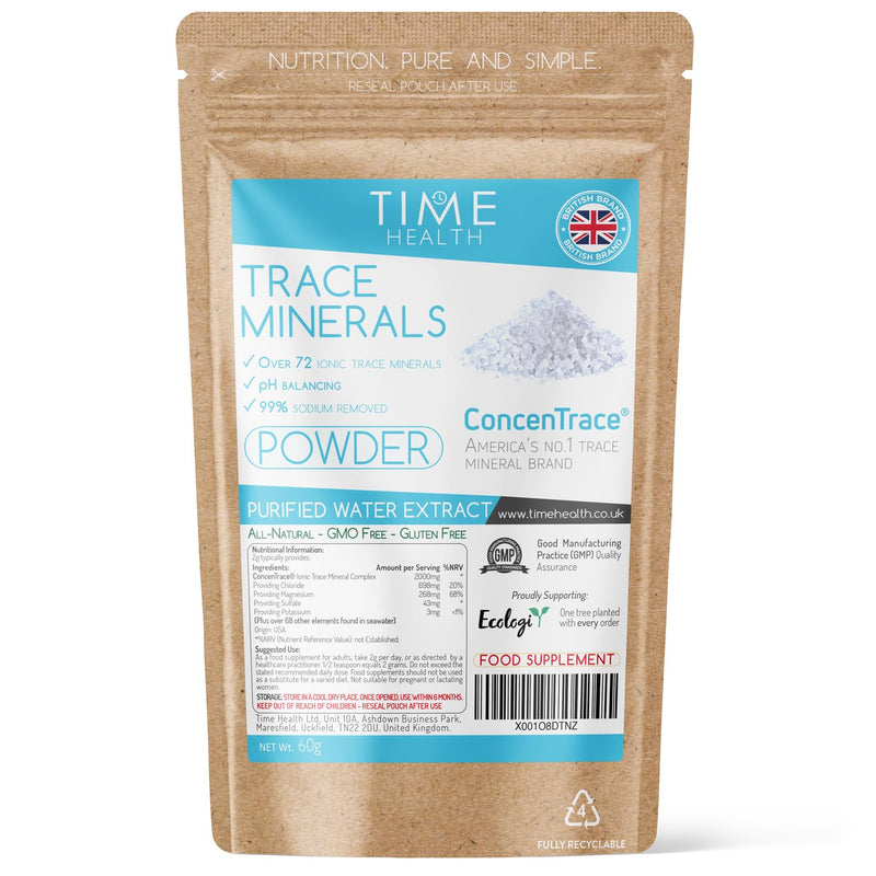 ConcenTrace® Ionic Trace Mineral Complex Powder - Over 72 Ionic Trace Minerals - pH Balancing - 99% Sodium Removed - Naturally Derived from Purified Water - UK Made - GMP Standards