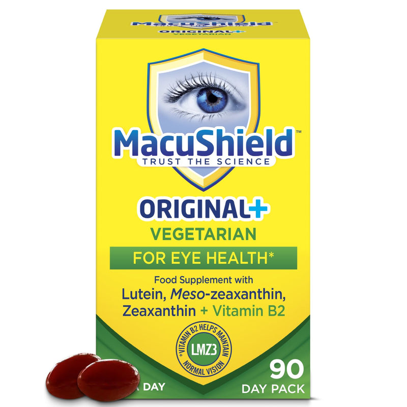 MacuShield Original+ Vegetarian – 90 Day Pack, Eye Health Supplement* with Lutein, Zeaxanthin and Meso-zeaxanthin + Vitamin B2 which Helps Maintain Normal Vision