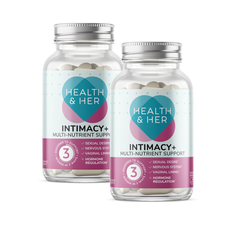 Health & Her Intimacy+ Multi-Nutrient Support for Women - Women's Desire Supplement with Maca Root, Tribulus Terrestris and Sea Buckthorn - 2 Month Supply - 120 Vegan Tablets 60 count (Pack of 2)