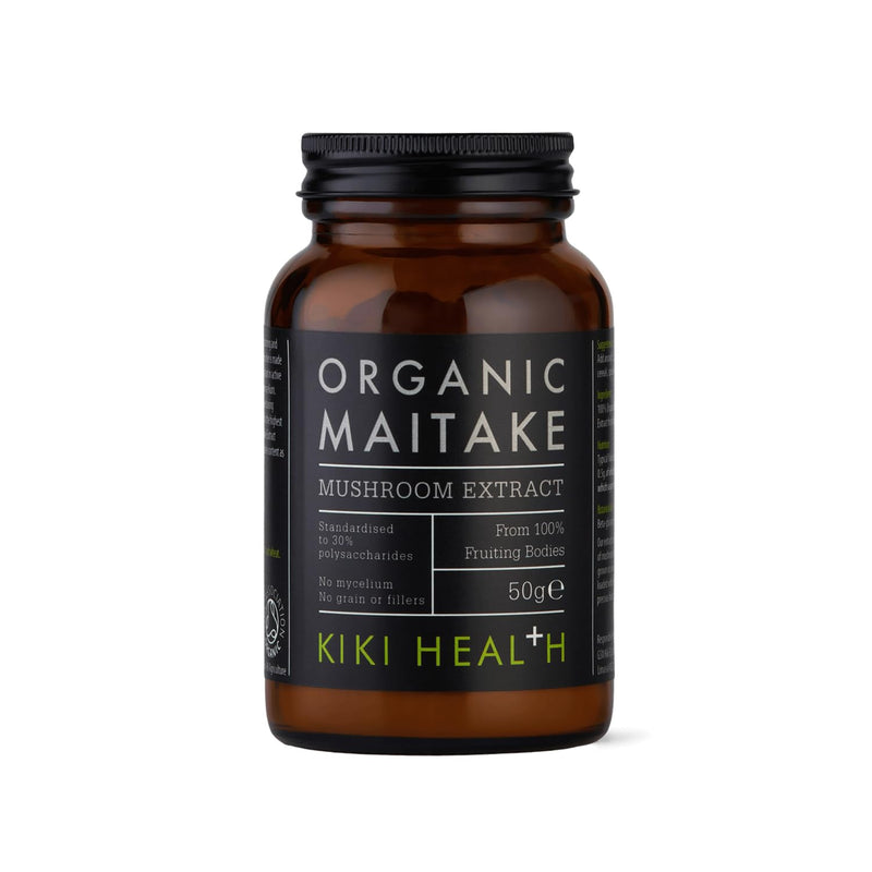 KIKI Health Organic Maitake Extract Mushroom Powder | Antioxidants Rich Superfood for Immune System Support | Real Fruiting Bodies Extract Supplement | Vegan, Gluten-Free, Non-GMO - 50g