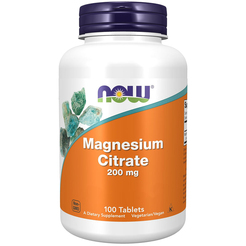 Now Foods, Magnesium Citrate, 200mg Magnesium, 100 Vegan Tablets, Lab-Tested, Vegetarian, Gluten Free, Soy Free, Non-GMO 100 count (Pack of 1)