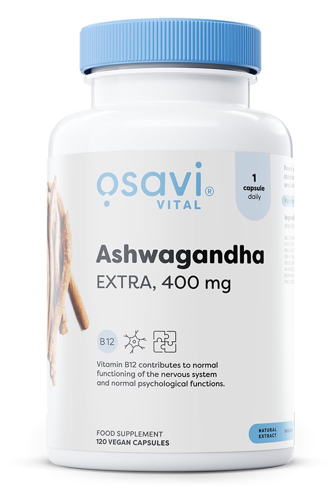 Osavi Ashwagandha Extra 400 mg – 120 Vegan Capsules | Stress & Wellbeing Support | Vegan Capsules with Ashwagandha & B12 to Enhance Stress Resilience | Mental Balance & Reduce Fatigue 120 count (Pack of 1)
