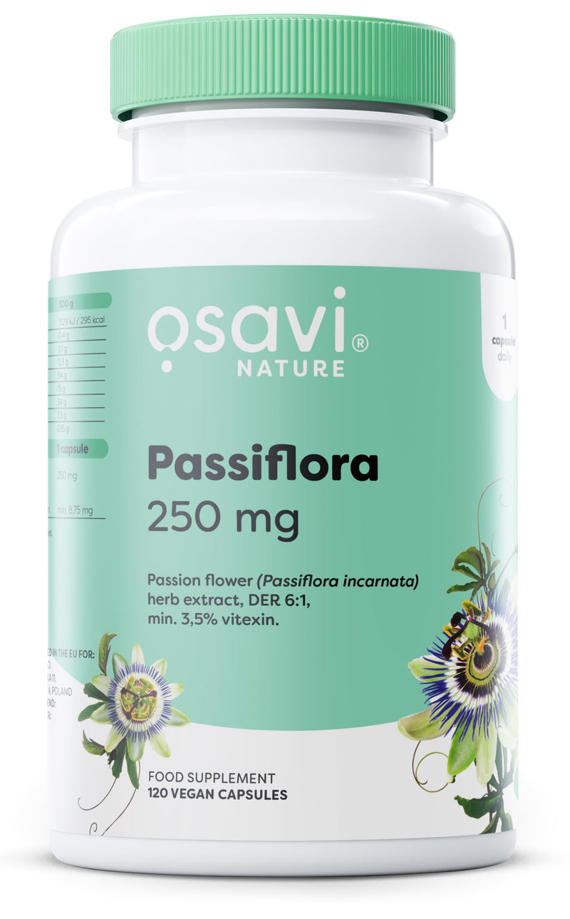 Osavi Passiflora 250 mg – 120 Vegan Capsules | Standardized Passion Flower Extract for Relaxation & Sleep Support | Helps with Mental Tension & Anxiousness 120 count (Pack of 1)
