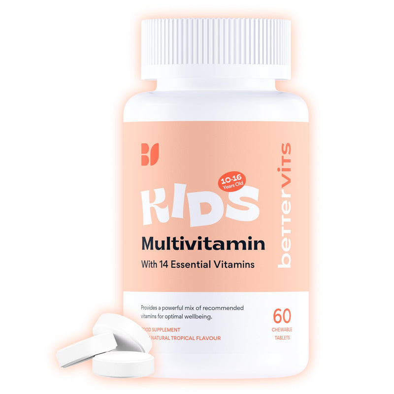 Bettervits Kids Multivitamin Chewable Tablets | Children’s Multivitamins with Vitamins A, C, D, E, K, B-Complex | Vitamins for Kids 10–16 Years | for Immune Support & Daily Nutrition | 60 Tablets