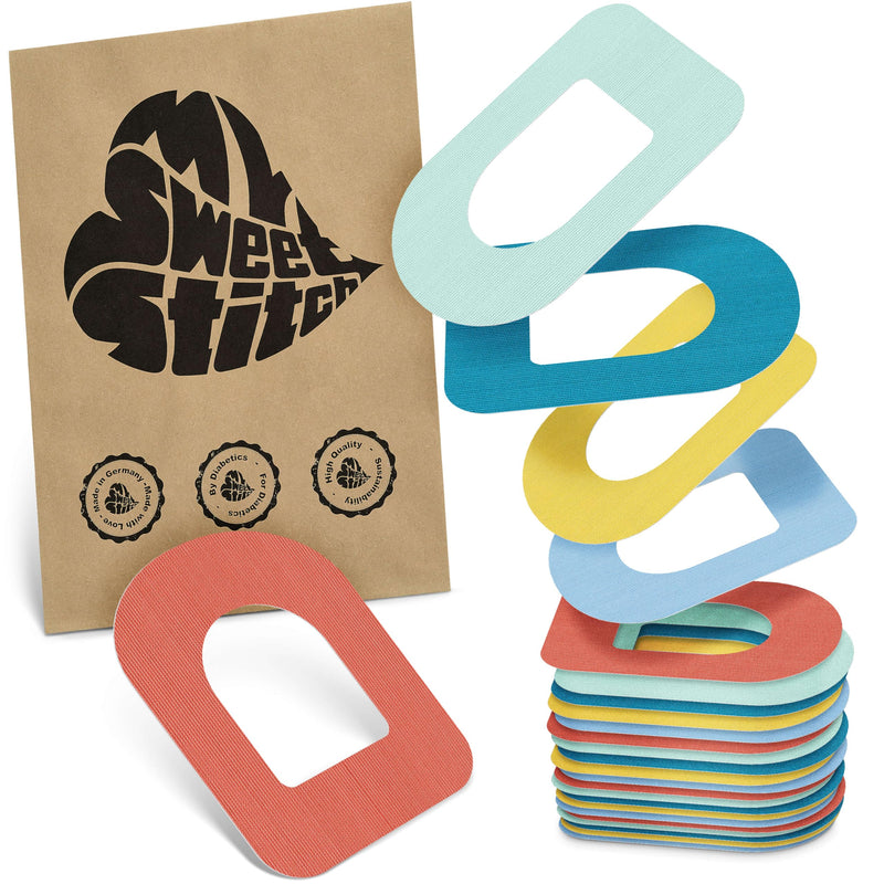 MySweetStitch - 25 x Omnipod Patches, Ring Patch Ø 95 x 72mm, Waterproof, Breathable, Skin-Friendly, Made in Germany, Pastel 25 piece
