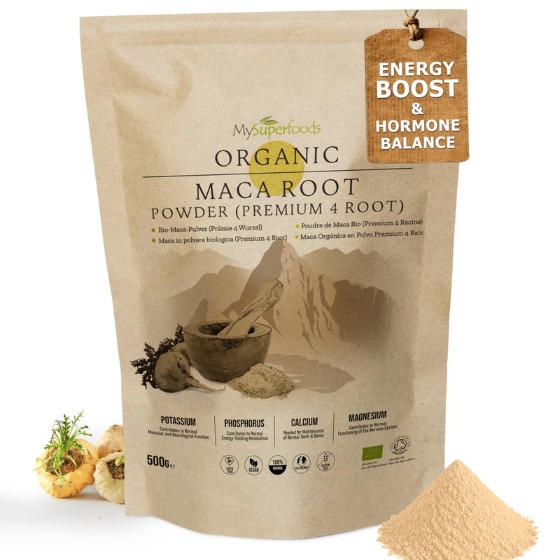 MySuperfoods Organic Maca Premium 4 Root Powder 500g 500 g (Pack of 1)