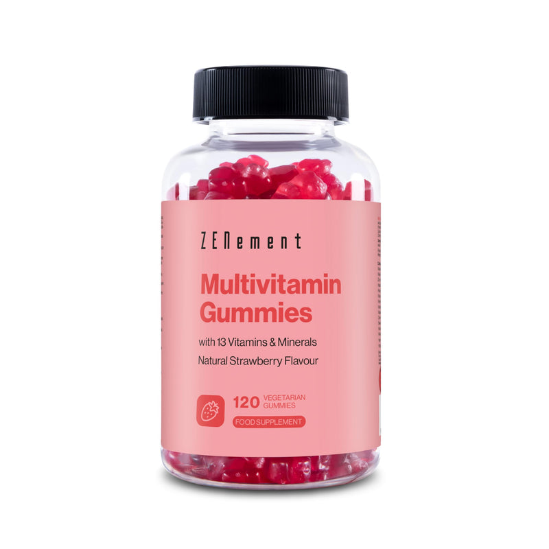 Multivitamin Gummies, with 13 Vitamins & Minerals, 120 Vegetarian Gummies | Natural Strawberry Flavour | with 13 Vitamins & Minerals | Gelatin Free, Vegetarian, Gluten Free | Zenement