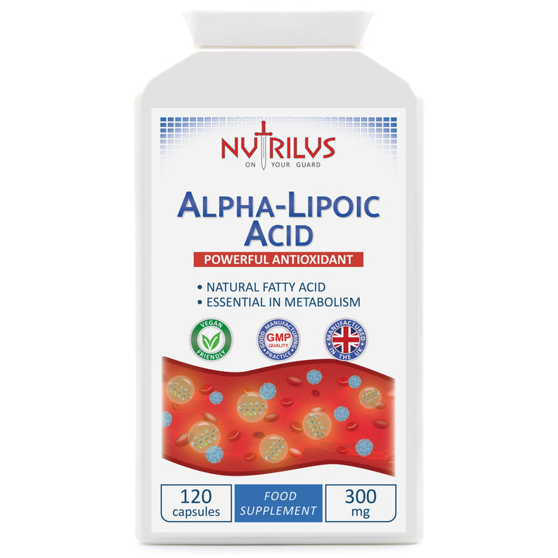 Alpha Lipoic Acid 120 Capsules 300mg - 50:50 Blend of R-ALA and S-ALA - High Strength - Vegan - UK Made Supplement - Antioxidant