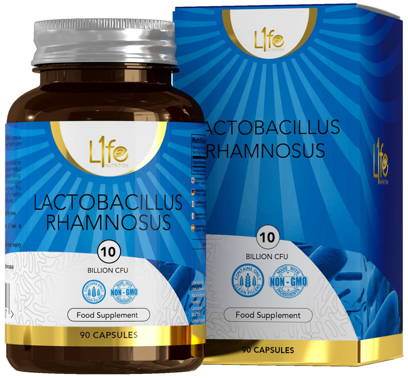 LN Lactobacillus Rhamnosus | 90 High Strength Lactobacillus Probiotic Capsules - 10 Billion CFU L-Rhamnosus Probiotics per Serving | Non-GMO, Gluten, Dairy & Allergen Free | Made in The UK