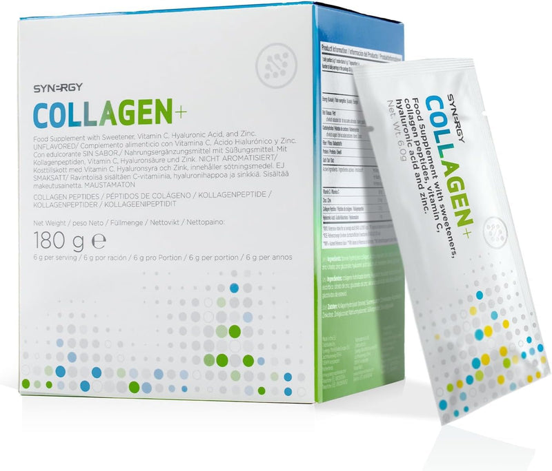 Synergy Worldwide Collagen+ 30 doses | 5810mg Collagen with Vitamin C, Hyaluronic Acid, and Zinc | Supports Skin, Hair, Nail, and Joint Health | Flavourless | 180g Collagen+